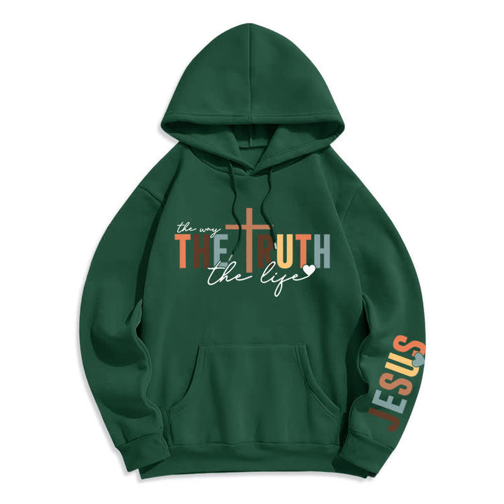 Christianartworkshop Der Wahrheit Jesus Kreuz Fleece Pullover Hoodie - Grün - 2XL - image 4