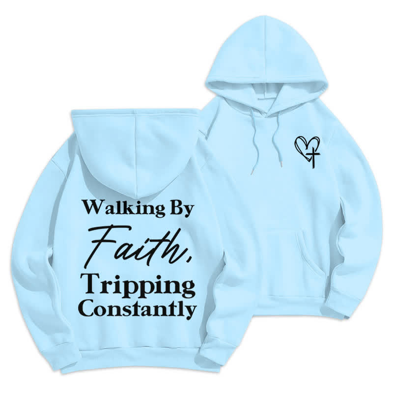 Christianartworkshop Walking By Faith Oversized Fleece Pullover Hoodie - Blau - 2XL - image 21