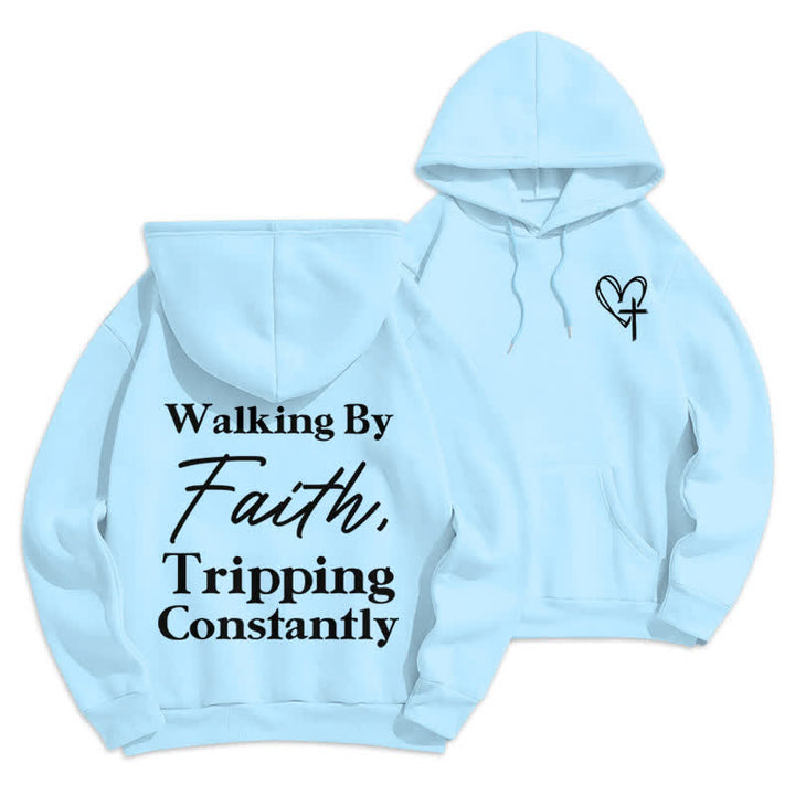 Christianartworkshop Walking By Faith Oversized Fleece Pullover Hoodie - Blau - 2XL - image 21