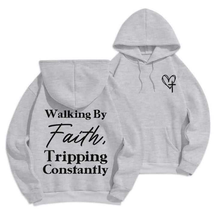 Christianartworkshop Walking By Faith Oversized Fleece Pullover Hoodie - Grau - 2XL - image 12