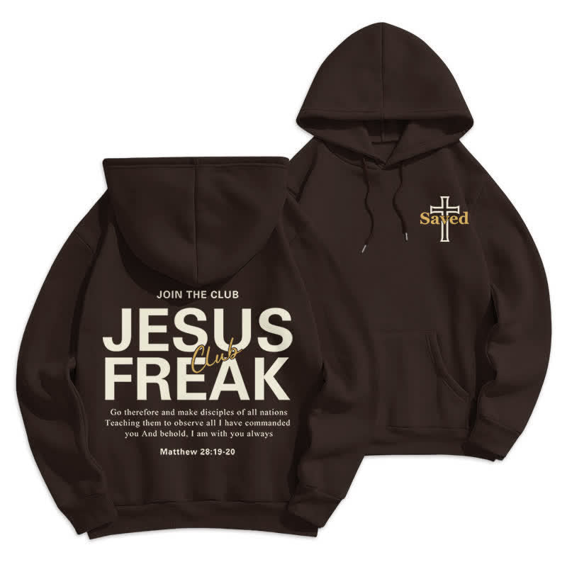 Christianartworkshop Jesus Freak Saved Oversized Fleece Pullover Hoodie - Braun - 2XL - image 9