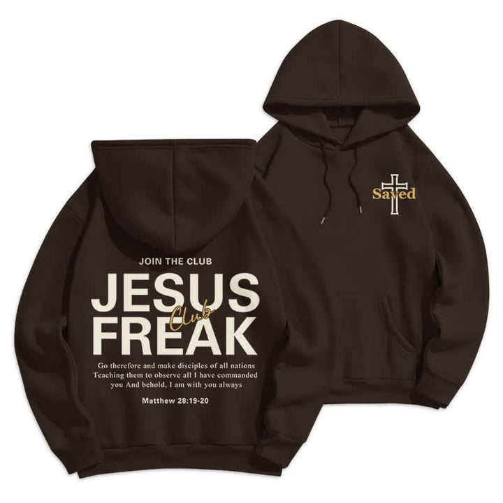 Christianartworkshop Jesus Freak Saved Oversized Fleece Pullover Hoodie - Braun - 2XL - image 9