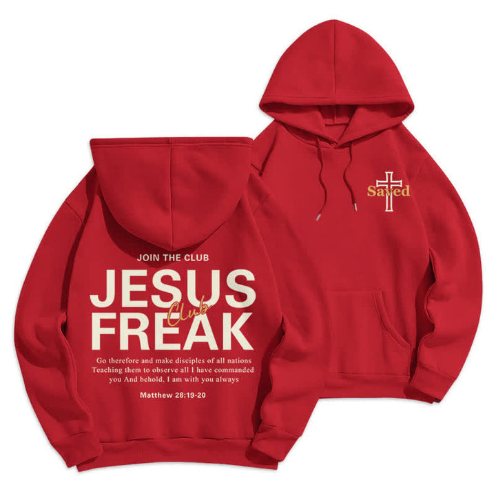 Christianartworkshop Jesus Freak Saved Oversized Fleece Pullover Hoodie - Rot - 2XL - image 18