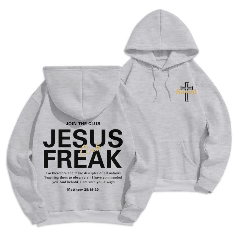 Christianartworkshop Jesus Freak Saved Oversized Fleece Pullover Hoodie - Grau - 2XL - image 21