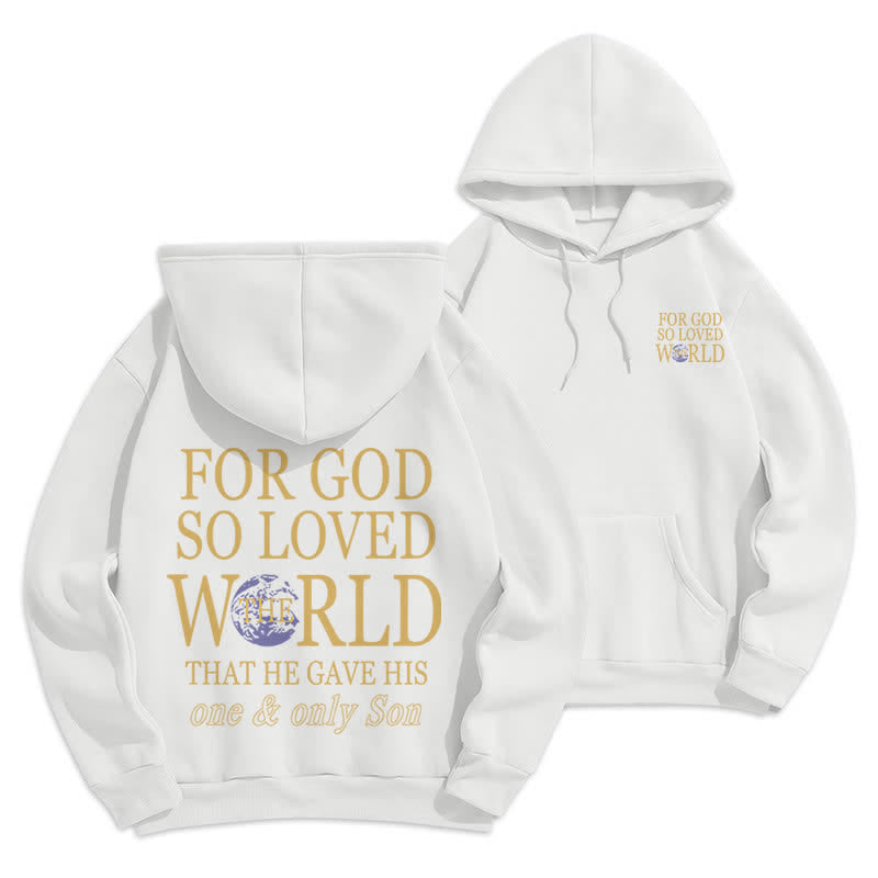 Christianartworkshop Denn so sehr hat Gott die Welt geliebt – Fleece-Hoodie mit Erdmotiv - Weiß - 2XL - image 6
