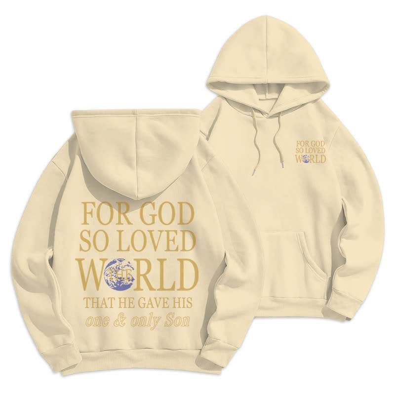 Christianartworkshop Denn so sehr hat Gott die Welt geliebt – Fleece-Hoodie mit Erdmotiv - Beige - 2XL - image 12