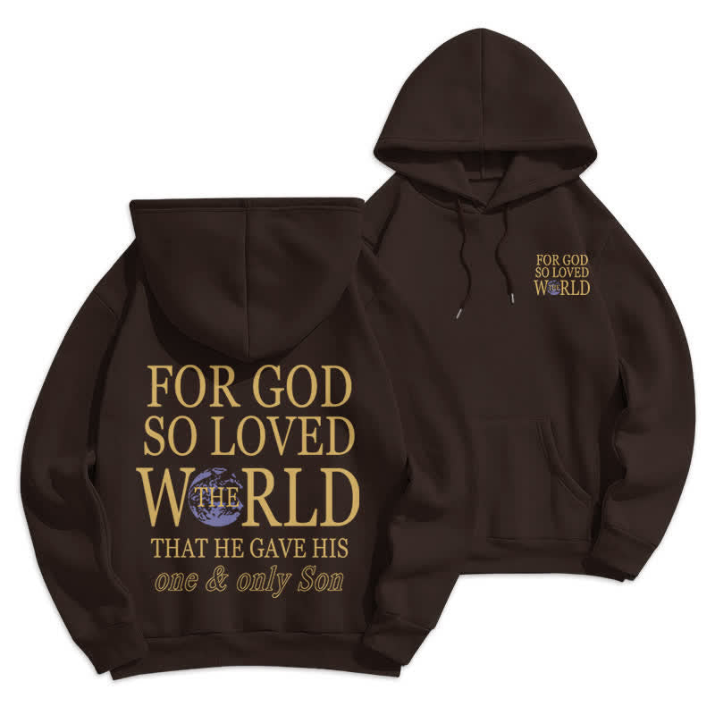 Christianartworkshop Denn so sehr hat Gott die Welt geliebt – Fleece-Hoodie mit Erdmotiv - Braun - 2XL - image 0