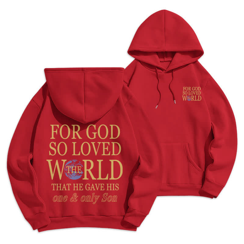Christianartworkshop Denn so sehr hat Gott die Welt geliebt – Fleece-Hoodie mit Erdmotiv - Rot - 2XL - image 9