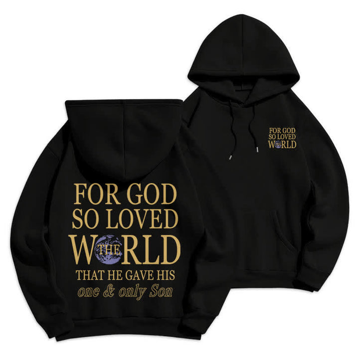 Christianartworkshop Denn so sehr hat Gott die Welt geliebt – Fleece-Hoodie mit Erdmotiv - Schwarz - 2XL - image 3