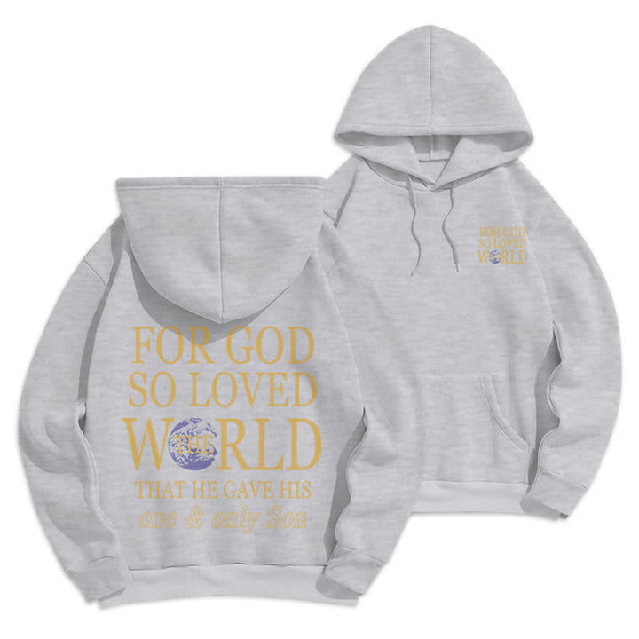 Christianartworkshop Denn so sehr hat Gott die Welt geliebt – Fleece-Hoodie mit Erdmotiv - Grau - 2XL - image 15