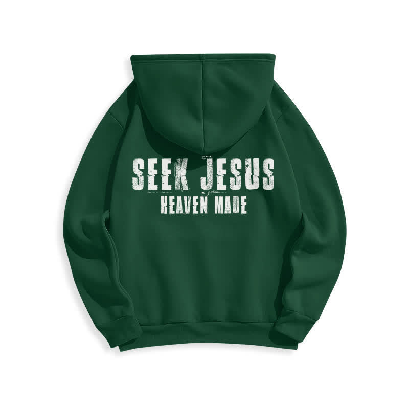 Christianartworkshop „Seek Jesus“ Hoodie mit Used-Look auf der Rückseite und Fleece-Futter - image 7