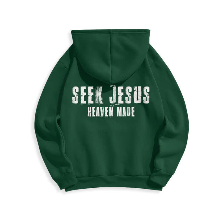 Christianartworkshop „Seek Jesus“ Hoodie mit Used-Look auf der Rückseite und Fleece-Futter - image 7