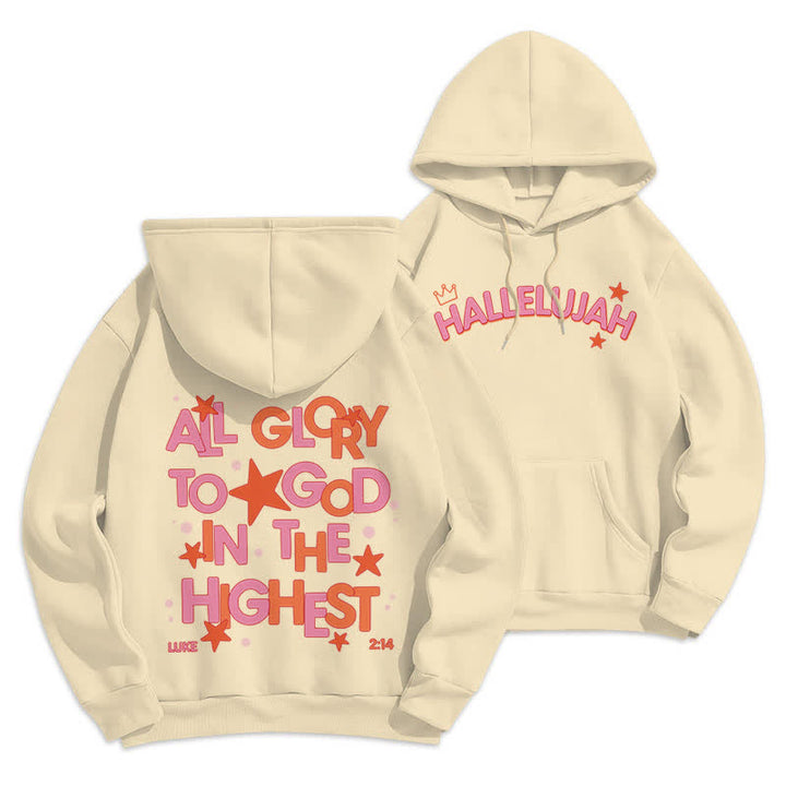 Christianartworkshop Hallelujah Crowned Stars Fleece-Pullover-Hoodie - Beige - 2XL - image 18