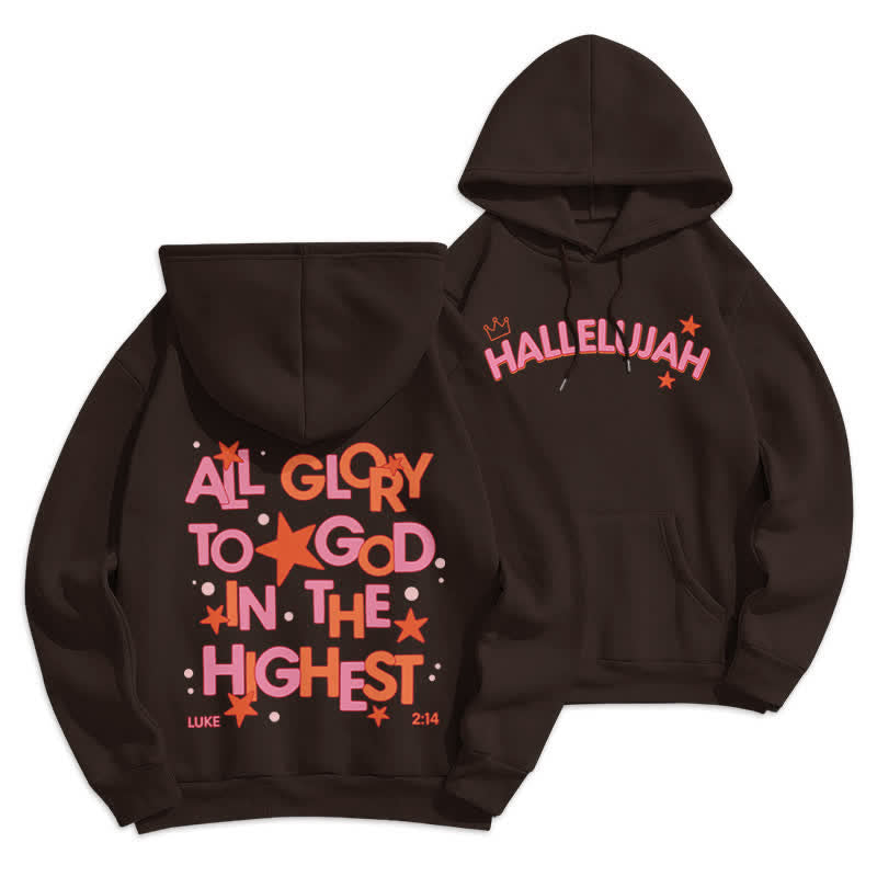Christianartworkshop Hallelujah Crowned Stars Fleece-Pullover-Hoodie - Braun - 2XL - image 12