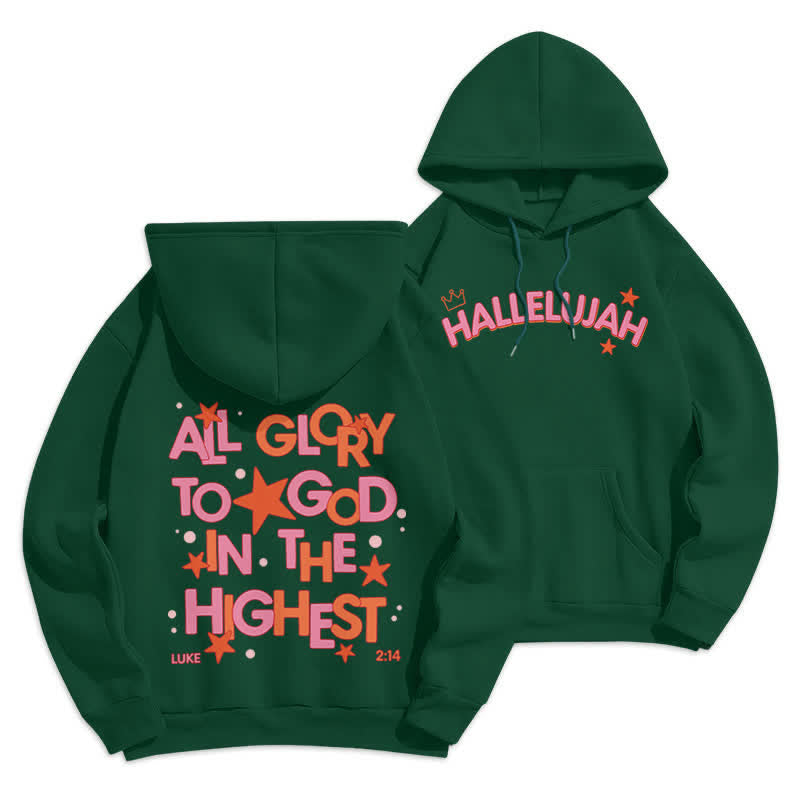 Christianartworkshop Hallelujah Crowned Stars Fleece-Pullover-Hoodie - Grün - 2XL - image 15