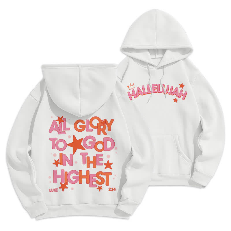Christianartworkshop Hallelujah Crowned Stars Fleece-Pullover-Hoodie - Weiß - 2XL - image 0