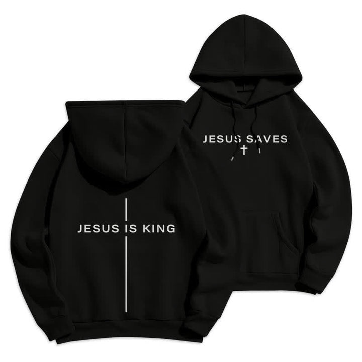Christianartworkshop Jesus Is King Streetwear Fleecegefütterter Pullover-Hoodie - Schwarz - 2XL - image 9
