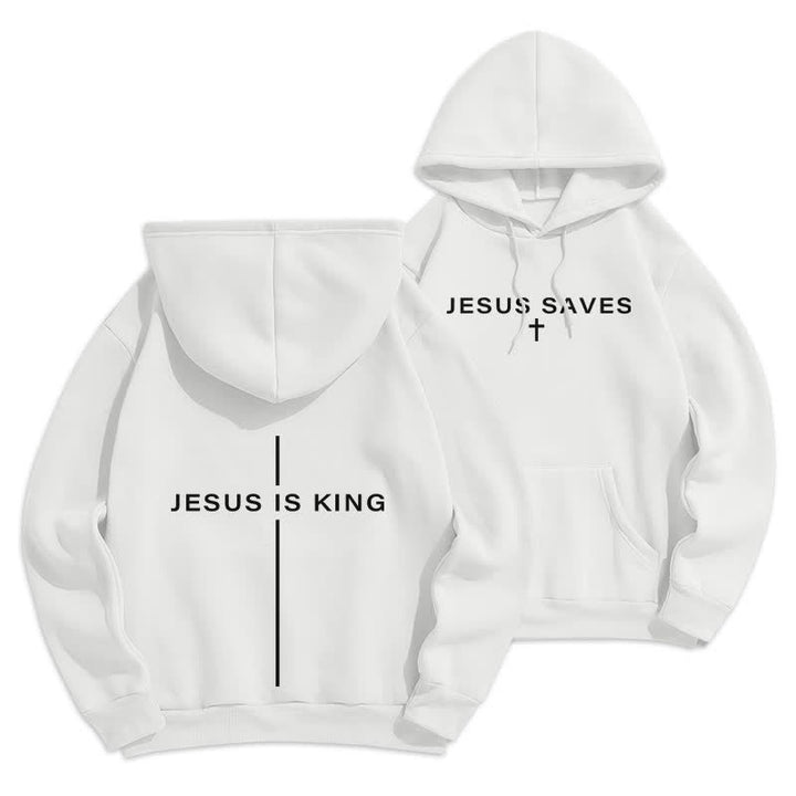 Christianartworkshop Jesus Is King Streetwear Fleecegefütterter Pullover-Hoodie - Weiß - 2XL - image 3
