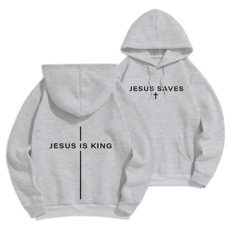Christianartworkshop Jesus Is King Streetwear Fleecegefütterter Pullover-Hoodie - Grau - 2XL - image 0