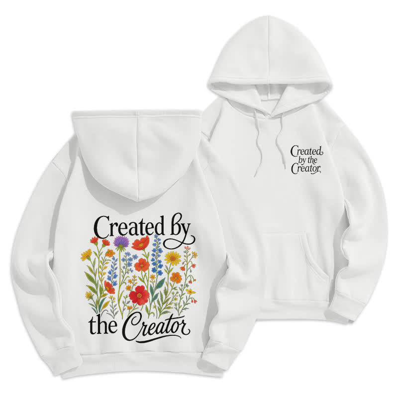Christianartworkshop Pullover-Hoodie mit floralem Rückenprint von Created By The Creator - Weiß - 2XL - image 0