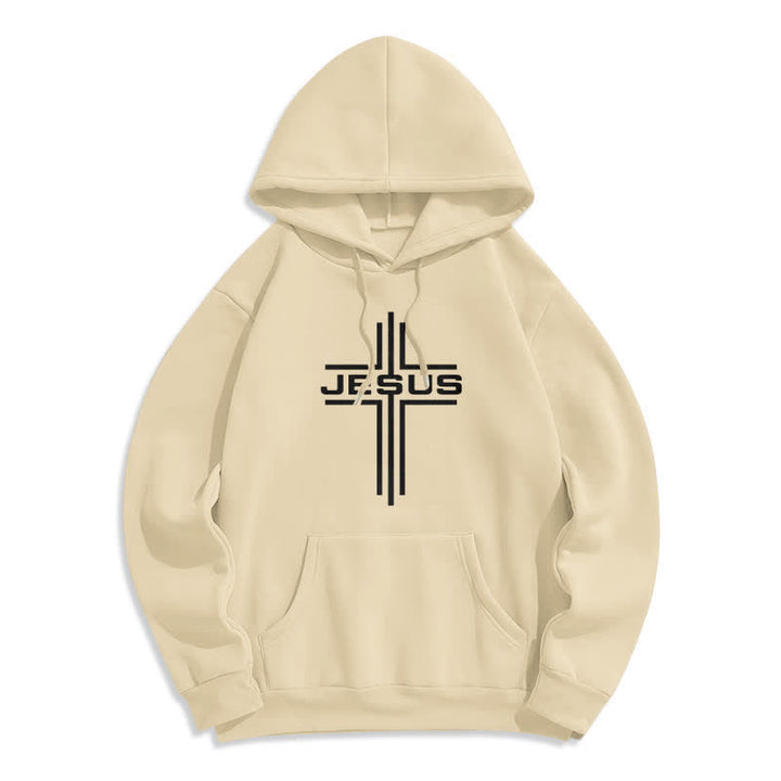 Christianartworkshop Jesus Cross Fleece-gefütterter Streetwear-Pullover-Hoodie - Beige - 2XL - image 5