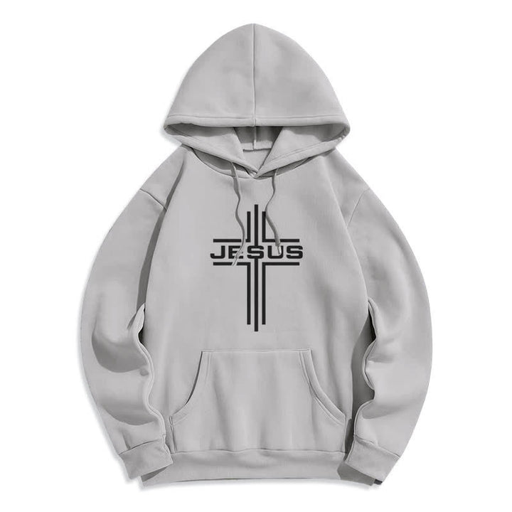 Christianartworkshop Jesus Cross Fleece-gefütterter Streetwear-Pullover-Hoodie - Grau - 2XL - image 3