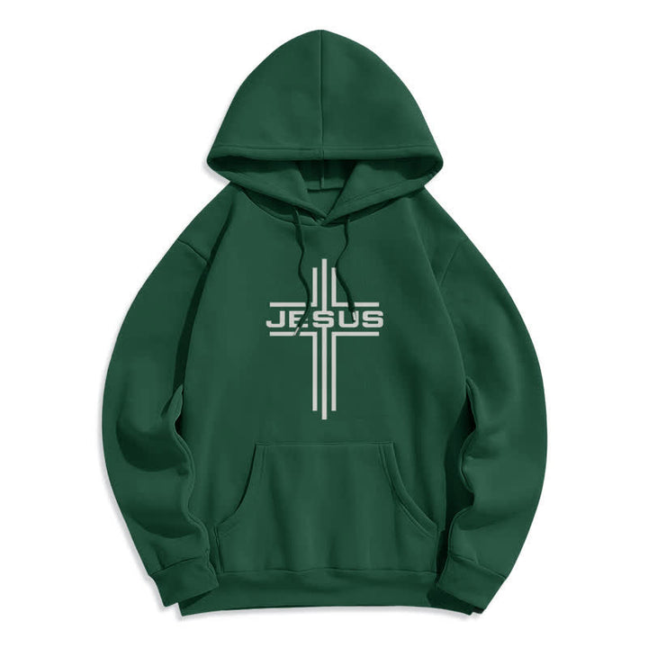 Christianartworkshop Jesus Cross Fleece-gefütterter Streetwear-Pullover-Hoodie - Grün - 2XL - image 7
