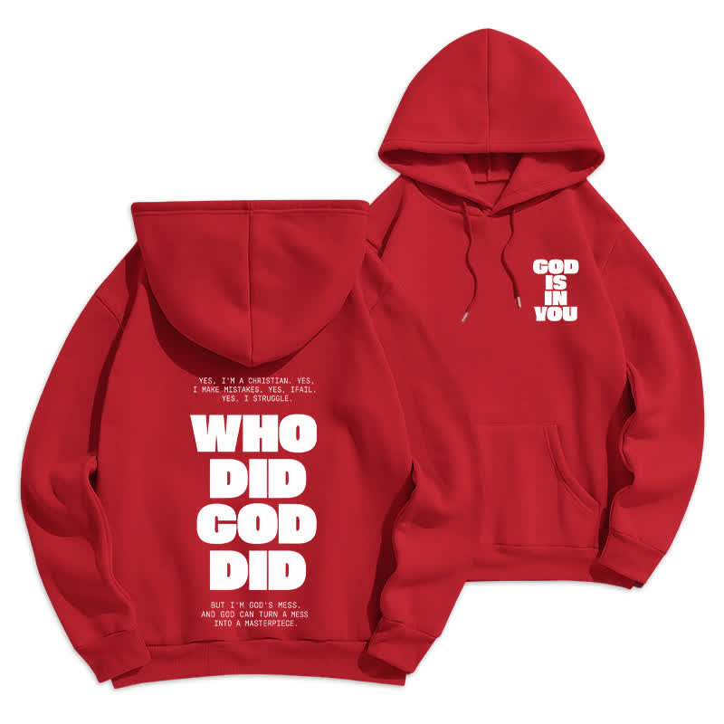 Christianartworkshop God Is In You Red Streetwear Pullover Hoodie - Rot - 2XL - image 0