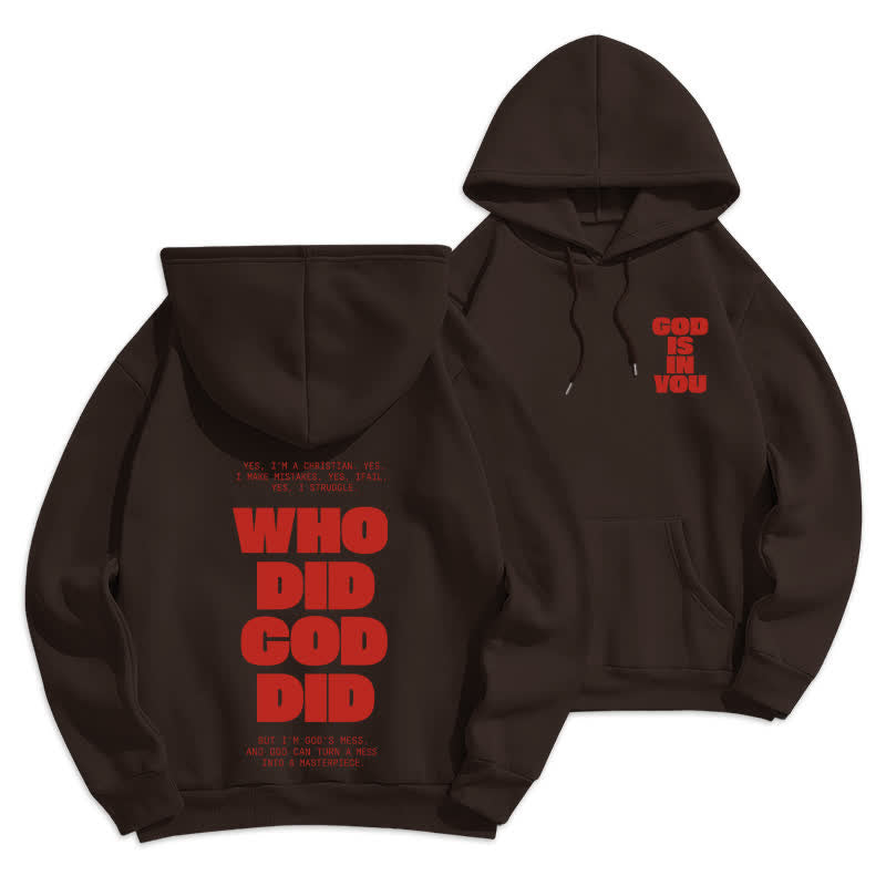Christianartworkshop God Is In You Red Streetwear Pullover Hoodie - Braun - 2XL - image 9