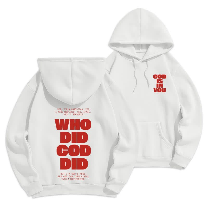 Christianartworkshop God Is In You Red Streetwear Pullover Hoodie - Weiß - 2XL - image 3