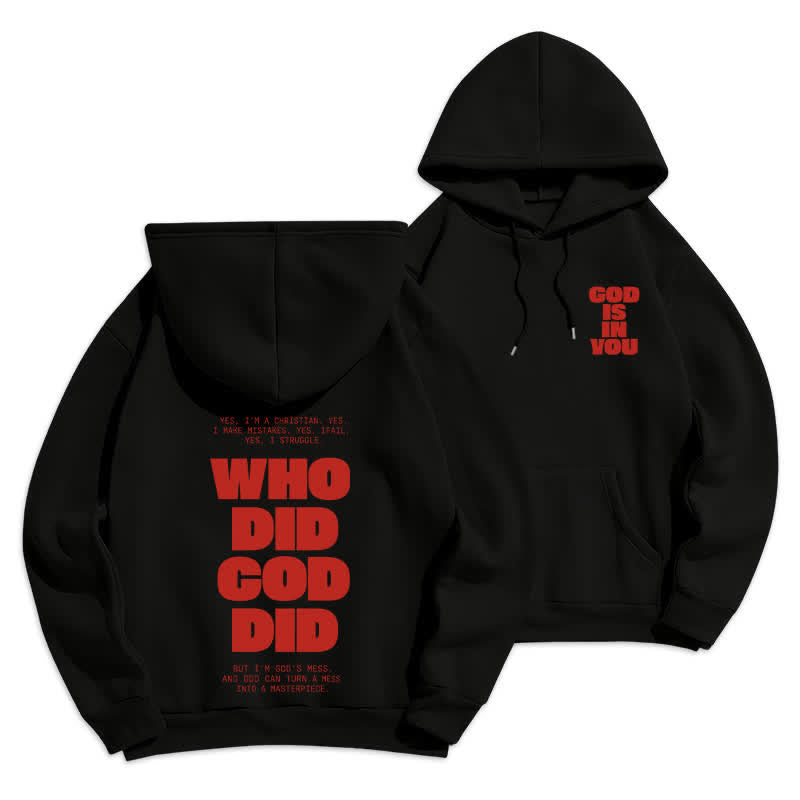 Christianartworkshop God Is In You Red Streetwear Pullover Hoodie - Schwarz - 2XL - image 6