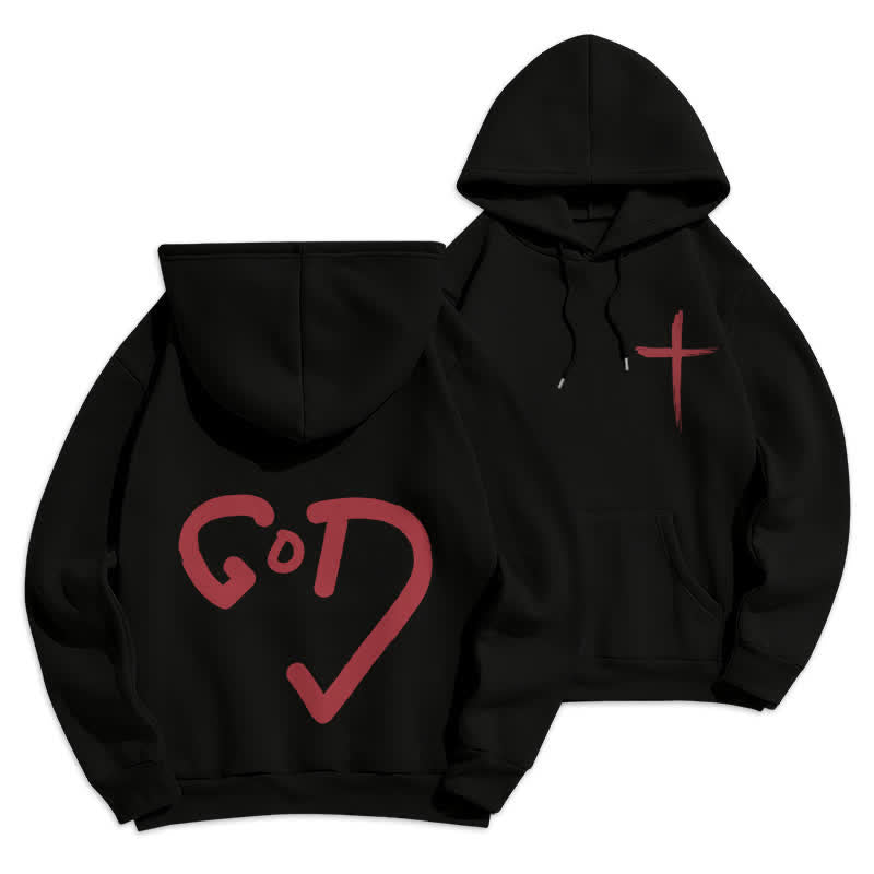 Christianartworkshop Kapuzenpullover mit Graffiti-Motiv und Fleece-Futter, Aufdruck „Glaube, Rotes Kreuz“, gefüttert - Schwarz - 2XL - image 0