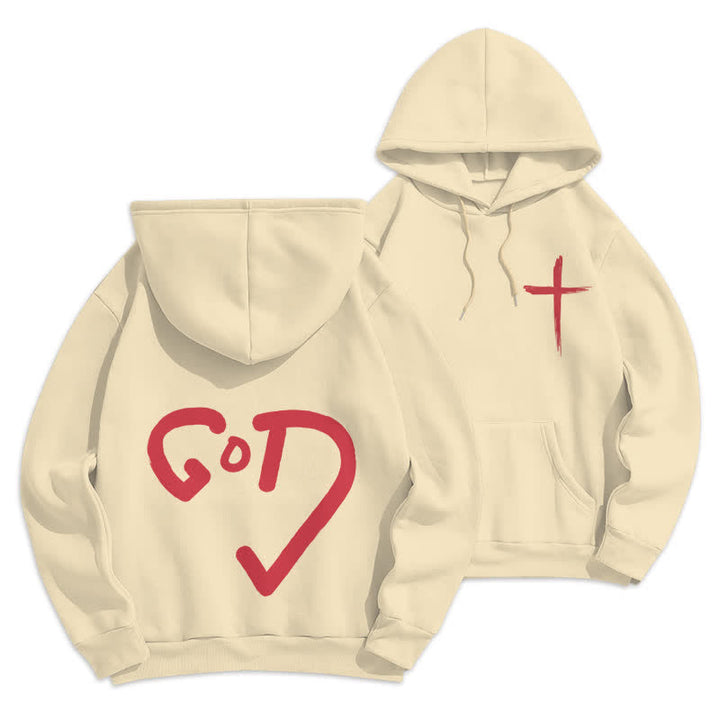 Christianartworkshop Kapuzenpullover mit Graffiti-Motiv und Fleece-Futter, Aufdruck „Glaube, Rotes Kreuz“, gefüttert - Beige - 2XL - image 12