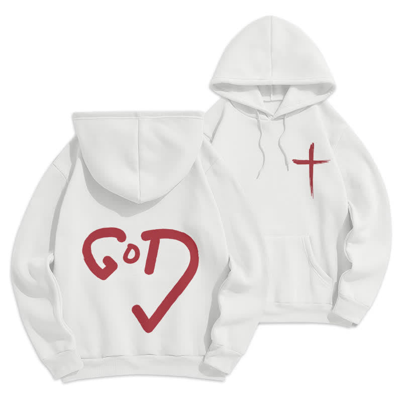 Christianartworkshop Kapuzenpullover mit Graffiti-Motiv und Fleece-Futter, Aufdruck „Glaube, Rotes Kreuz“, gefüttert - Weiß - 2XL - image 3