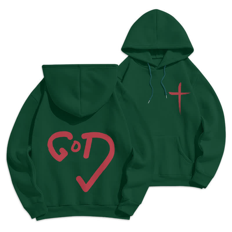 Christianartworkshop Kapuzenpullover mit Graffiti-Motiv und Fleece-Futter, Aufdruck „Glaube, Rotes Kreuz“, gefüttert - Grün - 2XL - image 21