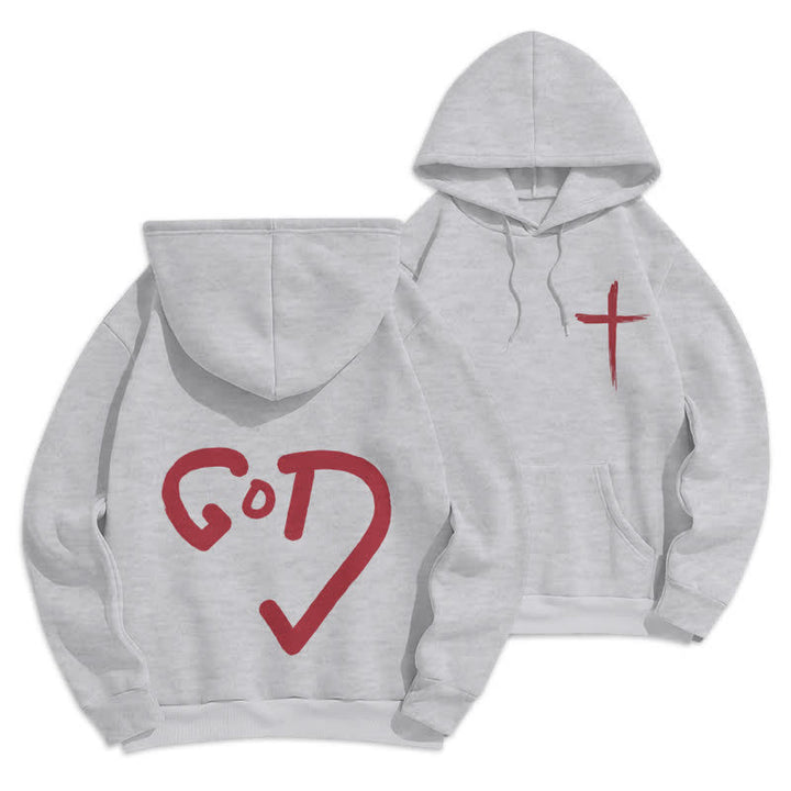 Christianartworkshop Kapuzenpullover mit Graffiti-Motiv und Fleece-Futter, Aufdruck „Glaube, Rotes Kreuz“, gefüttert - Grau - 2XL - image 6