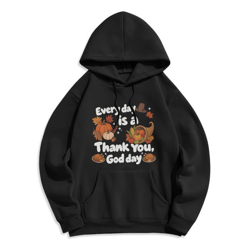 Christianartworkshop Danke Gott Ernte Grafik Fleece Pullover Hoodie - Schwarz - 2XL - image 1