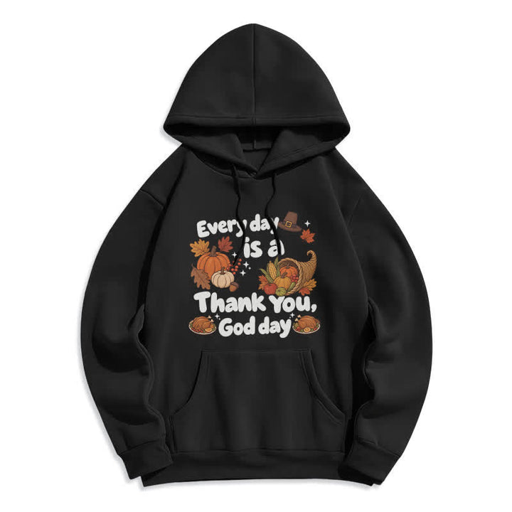 Christianartworkshop Danke Gott Ernte Grafik Fleece Pullover Hoodie - Schwarz - 2XL - image 1