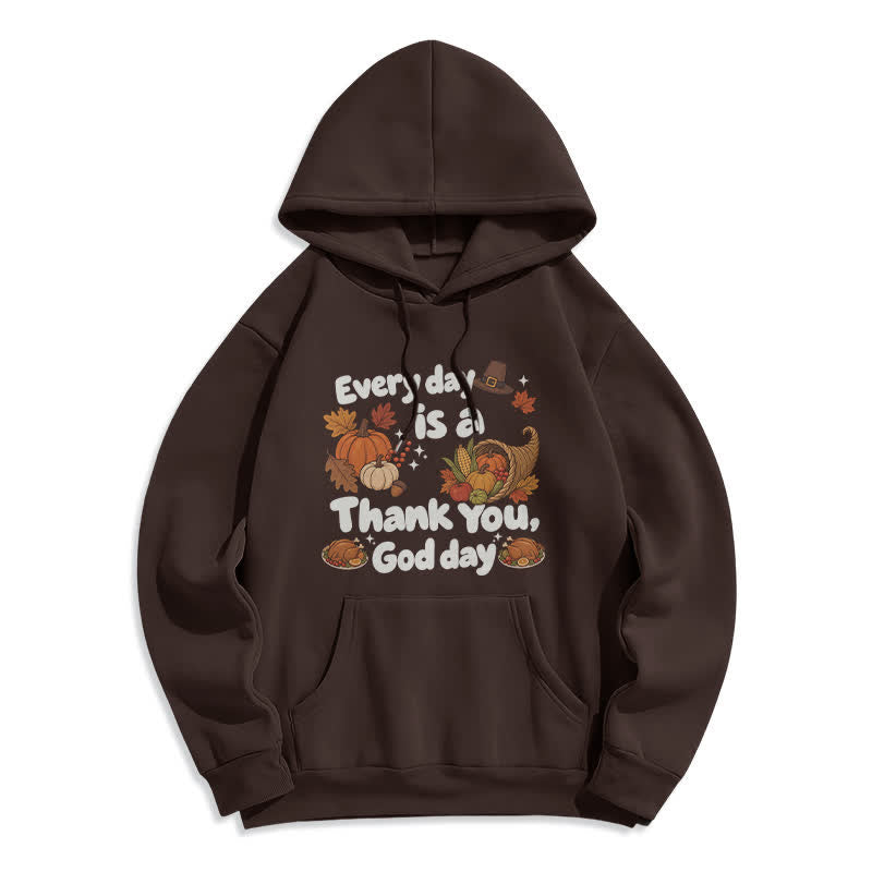Christianartworkshop Danke Gott Ernte Grafik Fleece Pullover Hoodie - Braun - 2XL - image 2