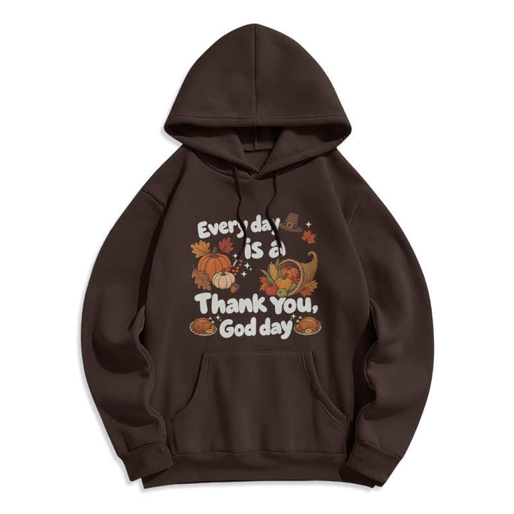 Christianartworkshop Danke Gott Ernte Grafik Fleece Pullover Hoodie - Braun - 2XL - image 2