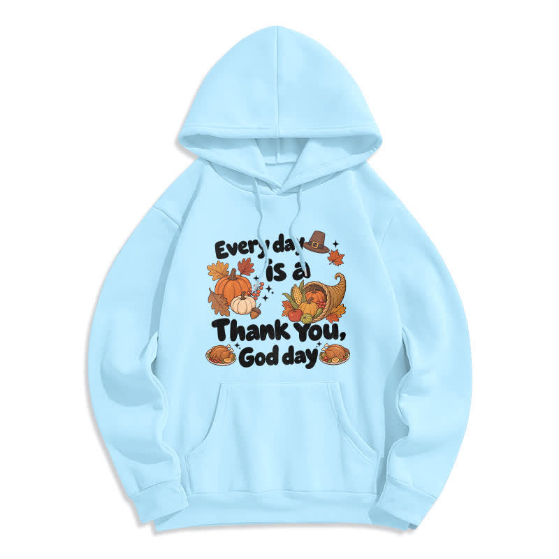 Christianartworkshop Danke Gott Ernte Grafik Fleece Pullover Hoodie - Blau - 2XL - image 5