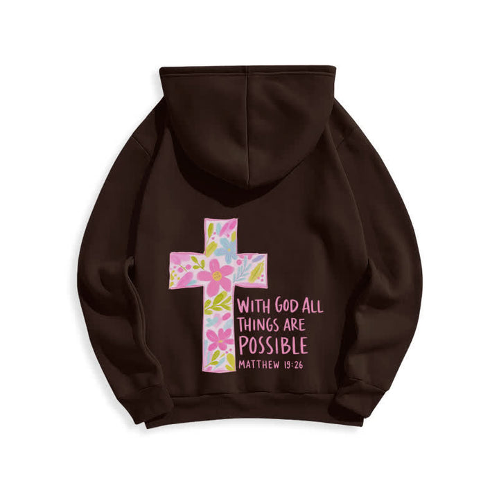 Christianartworkshop Mit Gott ist alles möglich – Kapuzenpullover mit Blumenkreuz - image 10