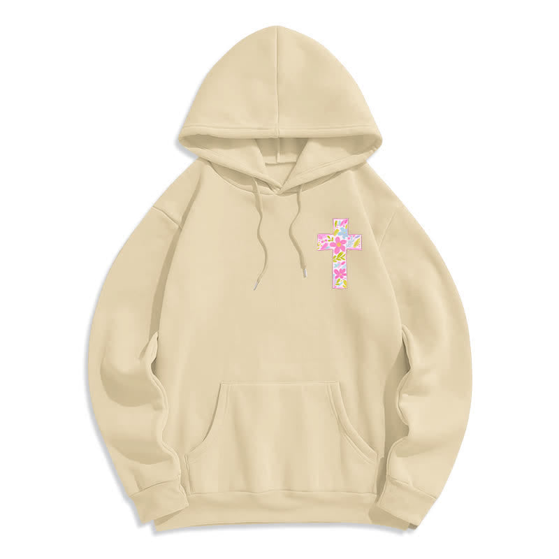Christianartworkshop Mit Gott ist alles möglich – Kapuzenpullover mit Blumenkreuz - image 14