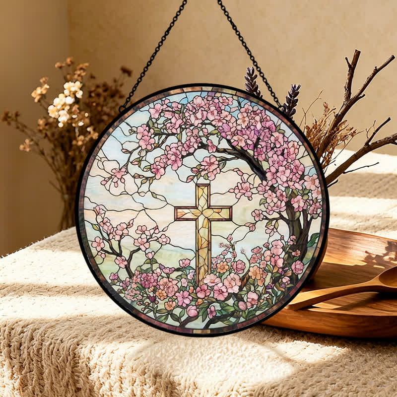 Christianartworkshop Glas-Sonnenfänger mit Blumengartenkreuz: Symbol strahlenden himmlischen Segens - image 4