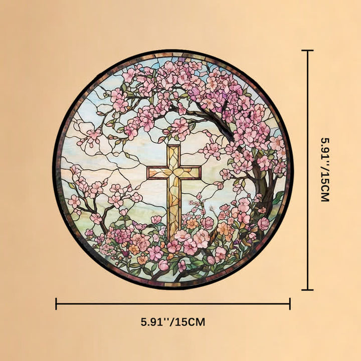 Christianartworkshop Glas-Sonnenfänger mit Blumengartenkreuz: Symbol strahlenden himmlischen Segens - 5,91''*5,91''*0,14''/15*15*0,35cm - image 7