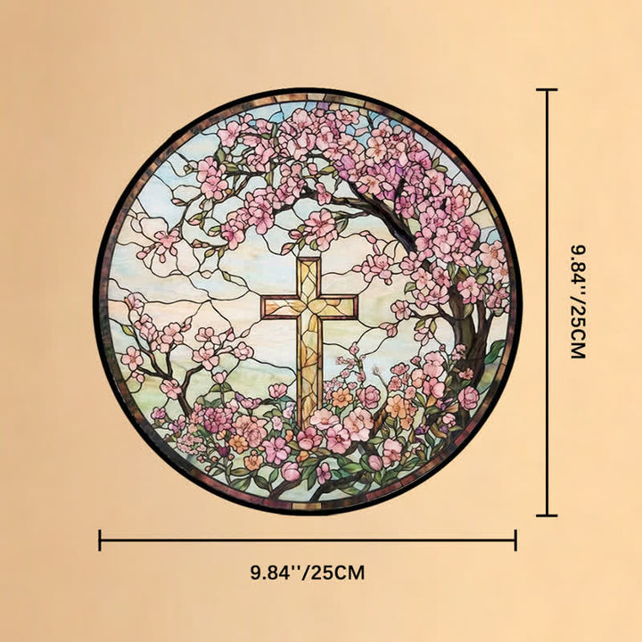 Christianartworkshop Glas-Sonnenfänger mit Blumengartenkreuz: Symbol strahlenden himmlischen Segens - 9,84''*9,84''*0,14''/25*25*0,35cm - image 9