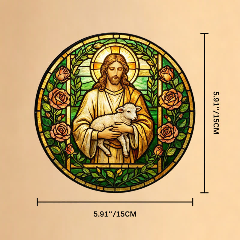 Christianartworkshop Jesus-Glas-Sonnenfänger: Symbol himmlischer Barmherzigkeit - 5,91''*5,91''*0,14''/15*15*0,35cm - image 7