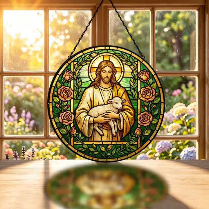 Christianartworkshop Jesus-Glas-Sonnenfänger: Symbol himmlischer Barmherzigkeit - image 1