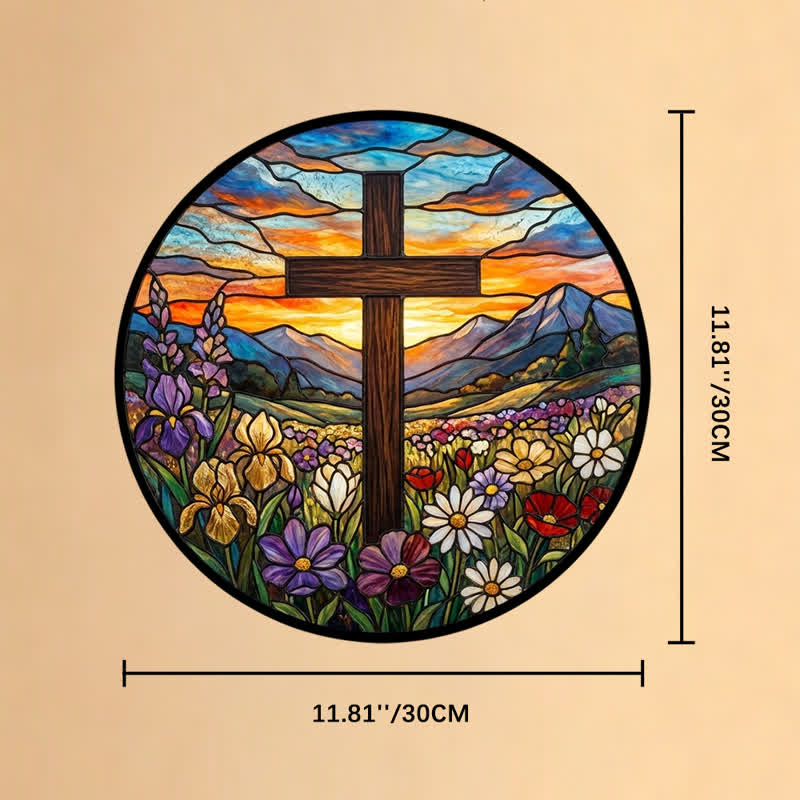 Christianartworkshop Sonnenaufgangs-Wiesenkreuz-Glassonnenfänger: Symbol strahlender himmlischer Hoffnung - 11,81''*11,81''*0,14''/30*30*0,35cm - image 10