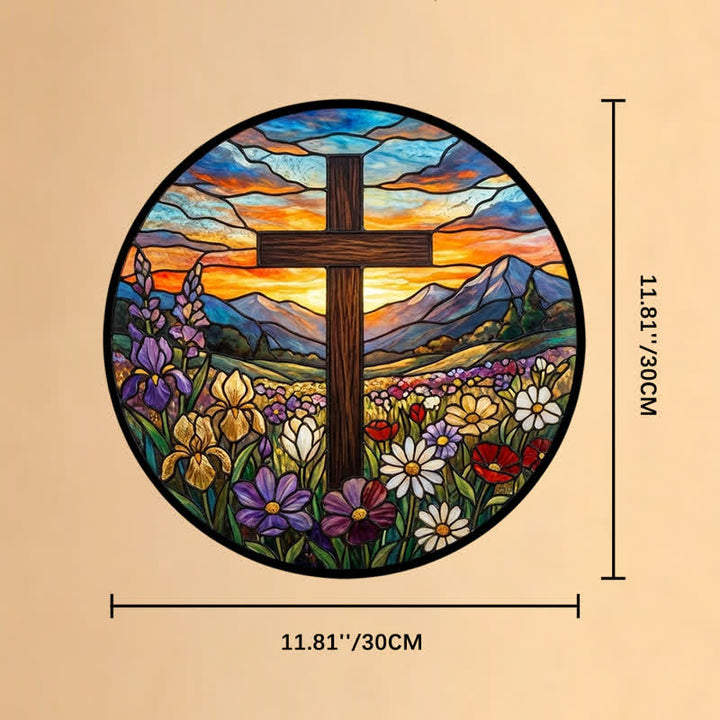 Christianartworkshop Sonnenaufgangs-Wiesenkreuz-Glassonnenfänger: Symbol strahlender himmlischer Hoffnung - 11,81''*11,81''*0,14''/30*30*0,35cm - image 10